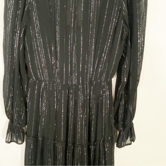ELAN Shimmer Stripe Maxi Dress Black Silver - Picture 11 of 15